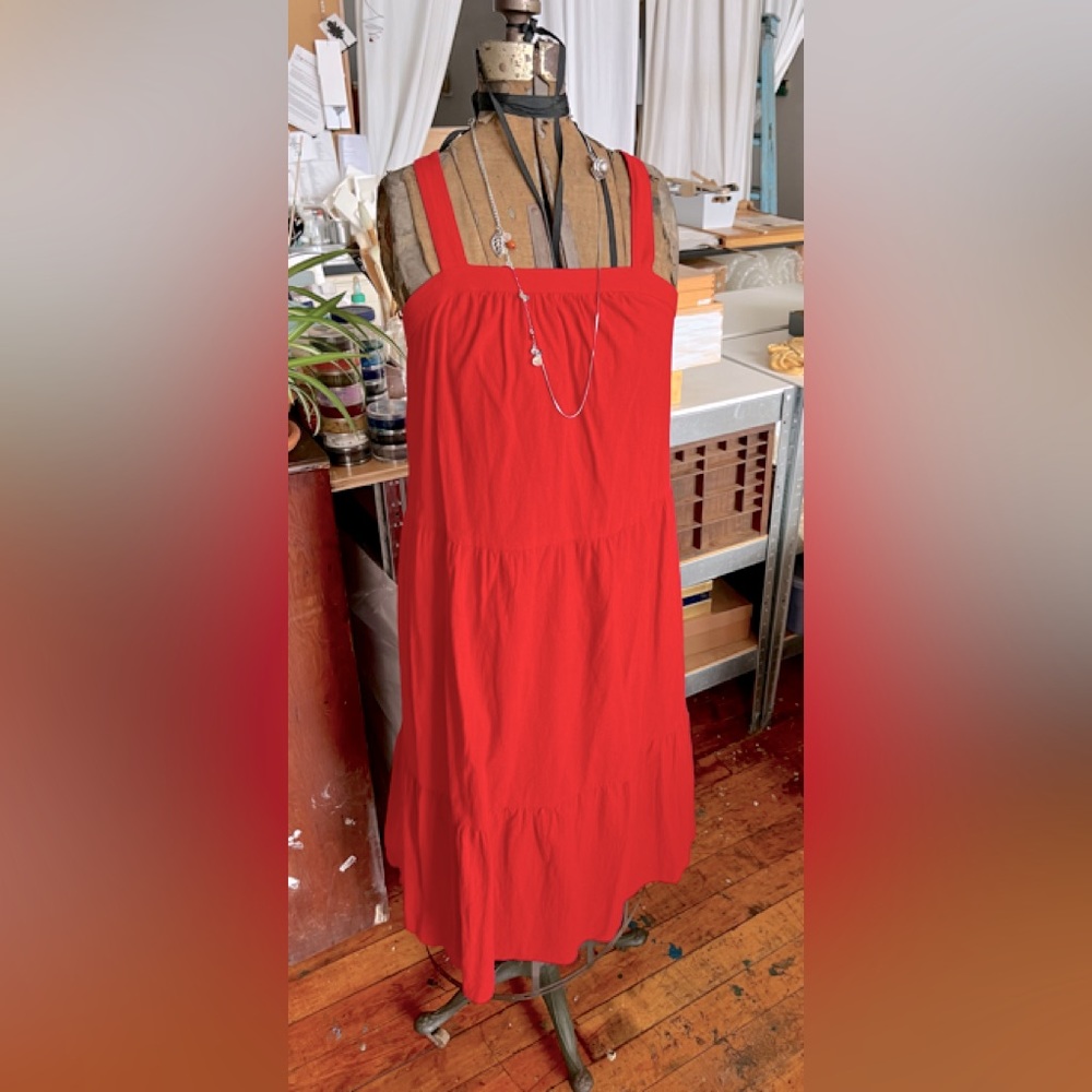 red cotton sundress